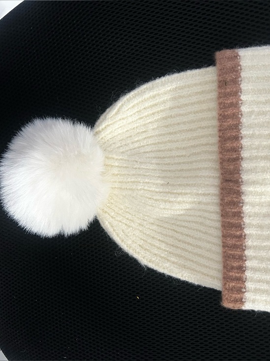 Sonoma Other - Sonoma Cream Pom-Pom Beanie with Brown Trim